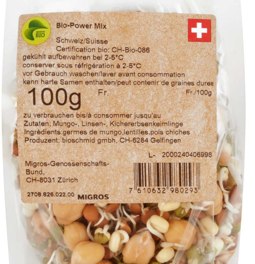 Mise en garde publique : présence de salmonelles dans le produit Bio-Power Mix vendu par la Migros