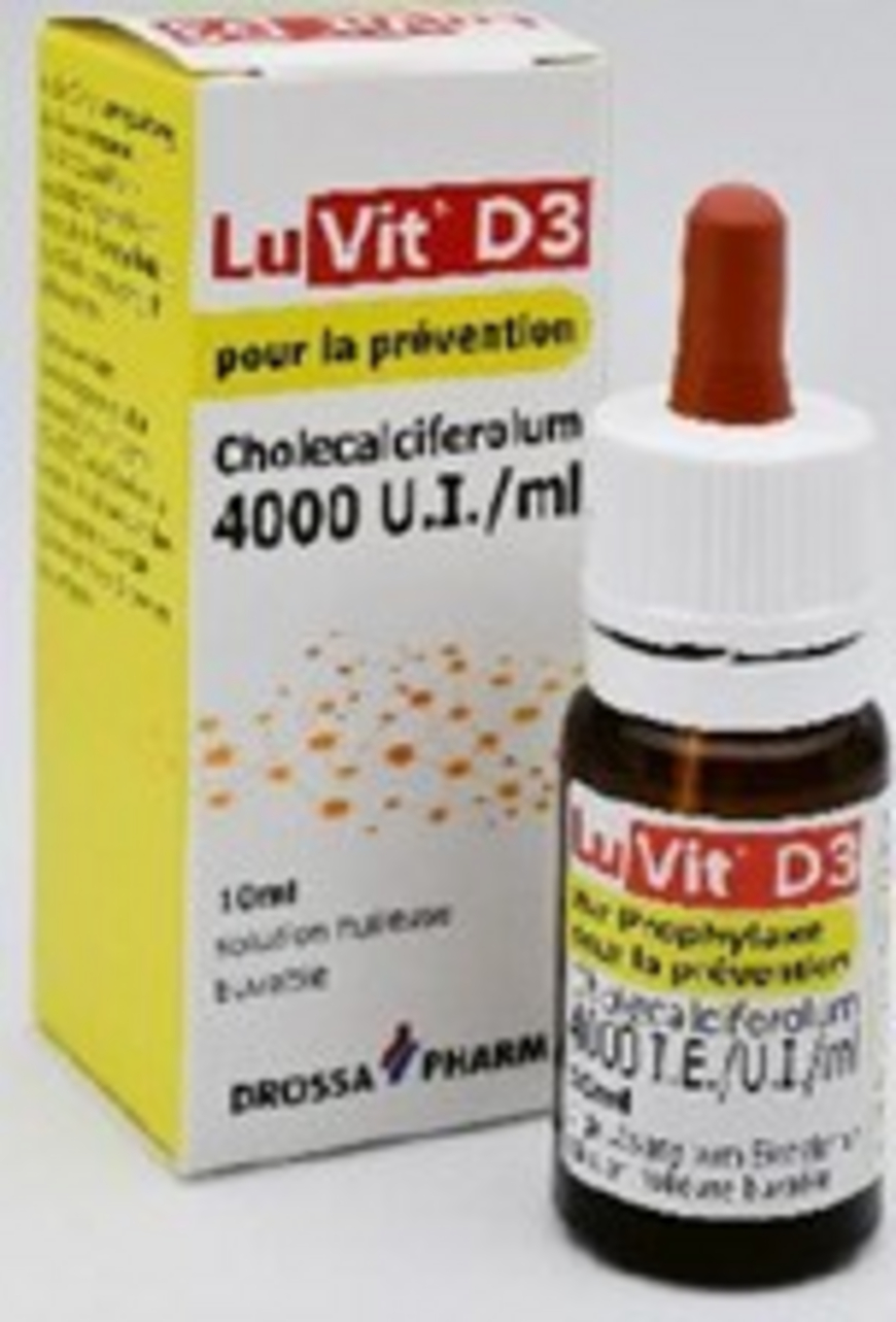 Drossapharm SA rappelle préventivement le lot 150524 de Luvit D3 pour la prévention, 10 ml, solution buvable jusqu’au niveau du patient