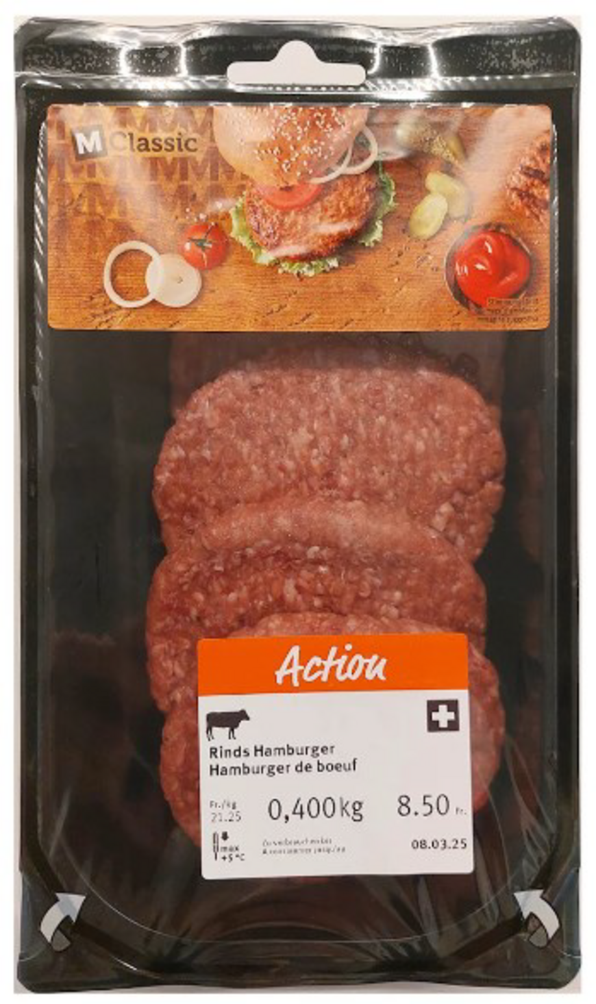 allergène non déclaré (blé) dans des hamburgers de boeuf M-Classic
