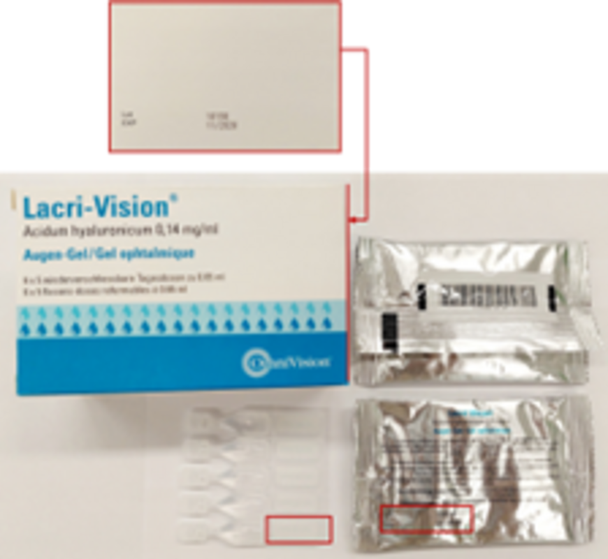 Image App Swissmedic - OmniVision AG rappelle préventivement les lots 10138 et 10140 de Lacri-Vision®, gel ophtalmique jusqu’au niveau du patient